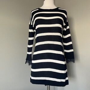 Intimissimi Stiped Cotton Lounge Lace Detail Blue White House wear Mini Dress S